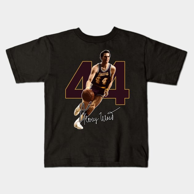 Jerry West Mr Clutch Basketball Legend Signature Vintage Retro 80s 90s Bootleg Rap Style Kids T-Shirt by CarDE